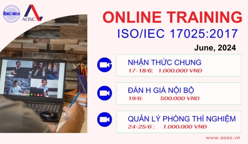 Thông báo đào tạo Online ISO 17025 tháng 6 2024