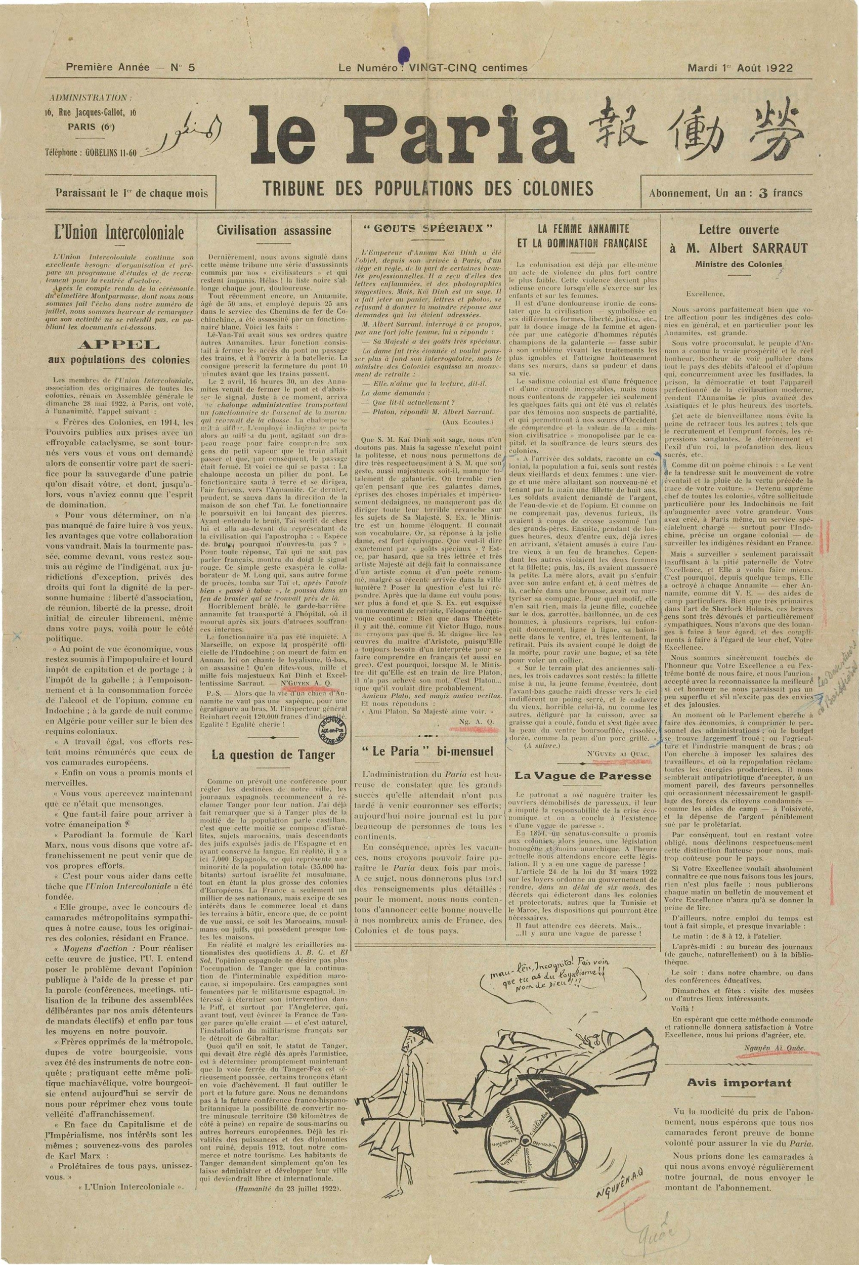 Tờ báo đầu tiên của Nguyễn Ái Quốc